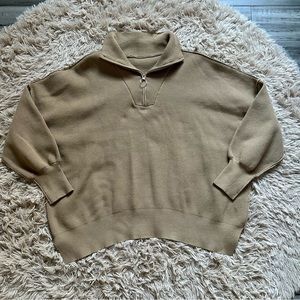 Tan Half Zip Sweater
